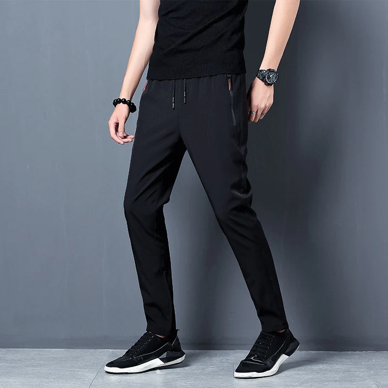 Men's Casual Pants Stretch Slim Fit Elastic Waist Jogger Korean Classic Blue Black Gray Male Brand Trousers Plus Size 4XL 5XL