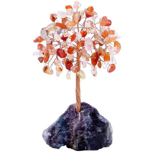 Popular natural crystal tree crystal wool mineral fluorite base, fortune tree chakra amethyst powder crystal ornament