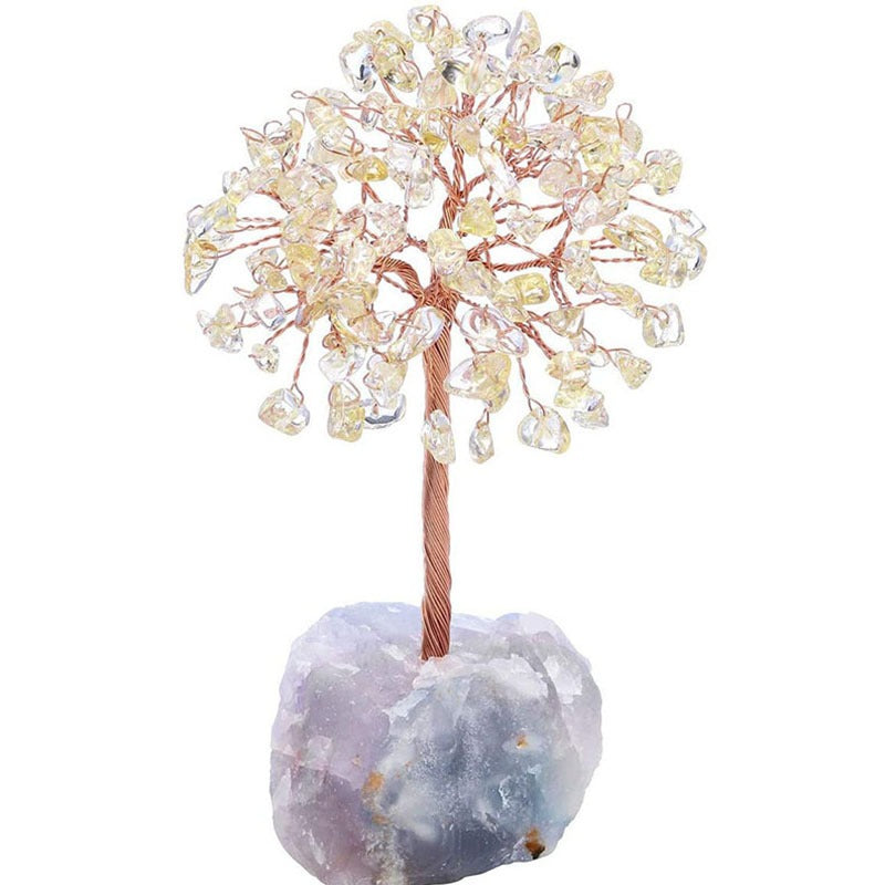 Popular natural crystal tree crystal wool mineral fluorite base, fortune tree chakra amethyst powder crystal ornament