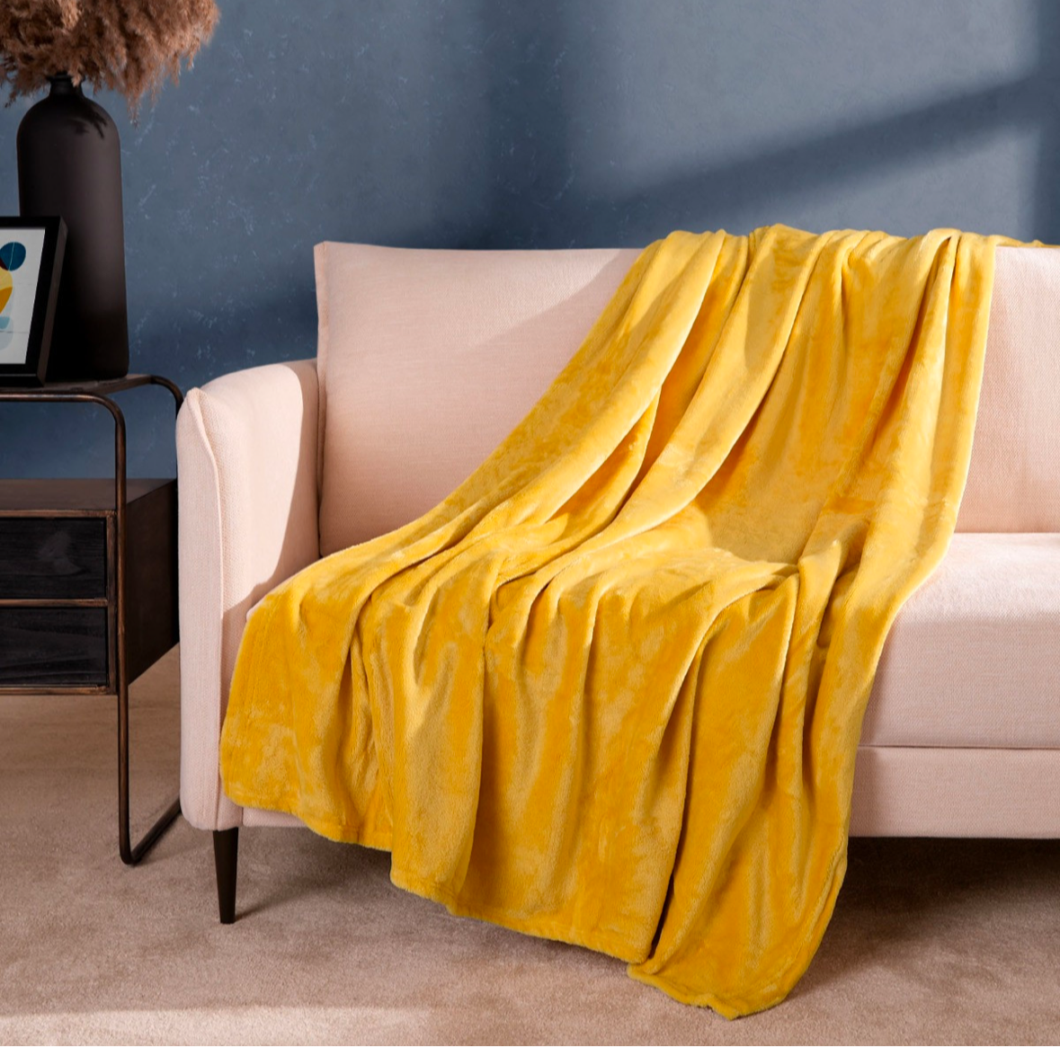 Brentfords Supersoft Throw, Ochre Yellow - 120 x 150cm