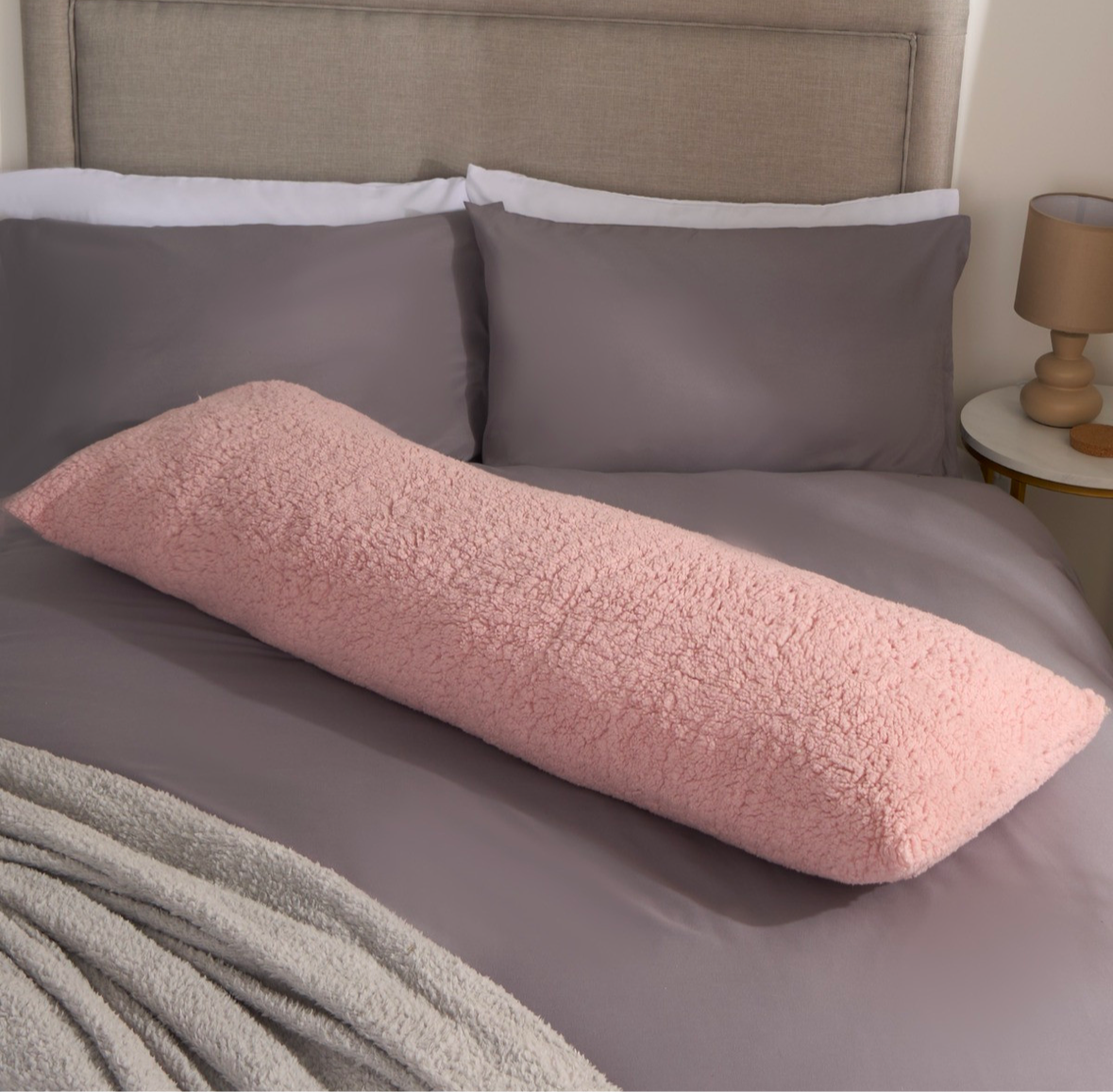 Teddy Bolster Pillow - Blush