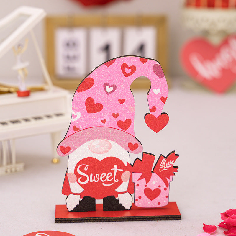 Valentine's Day Decoration Products Creative Love Rudolf Wooden Ornaments Romantic Wedding Love Home Decoration