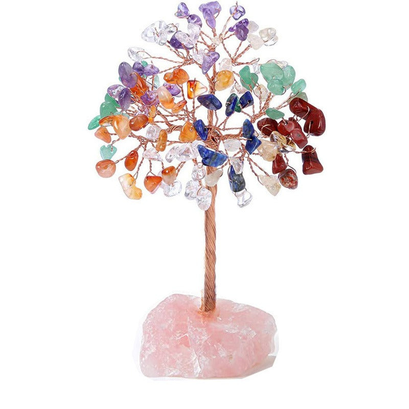 Popular natural crystal tree crystal wool mineral fluorite base, fortune tree chakra amethyst powder crystal ornament