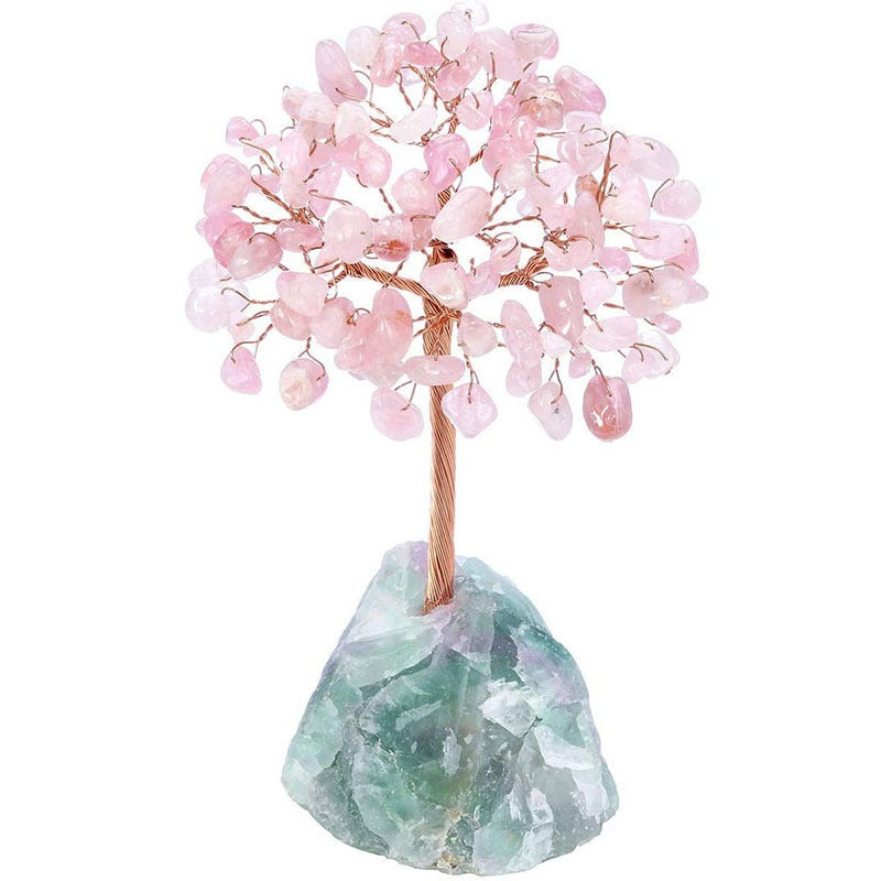 Popular natural crystal tree crystal wool mineral fluorite base, fortune tree chakra amethyst powder crystal ornament