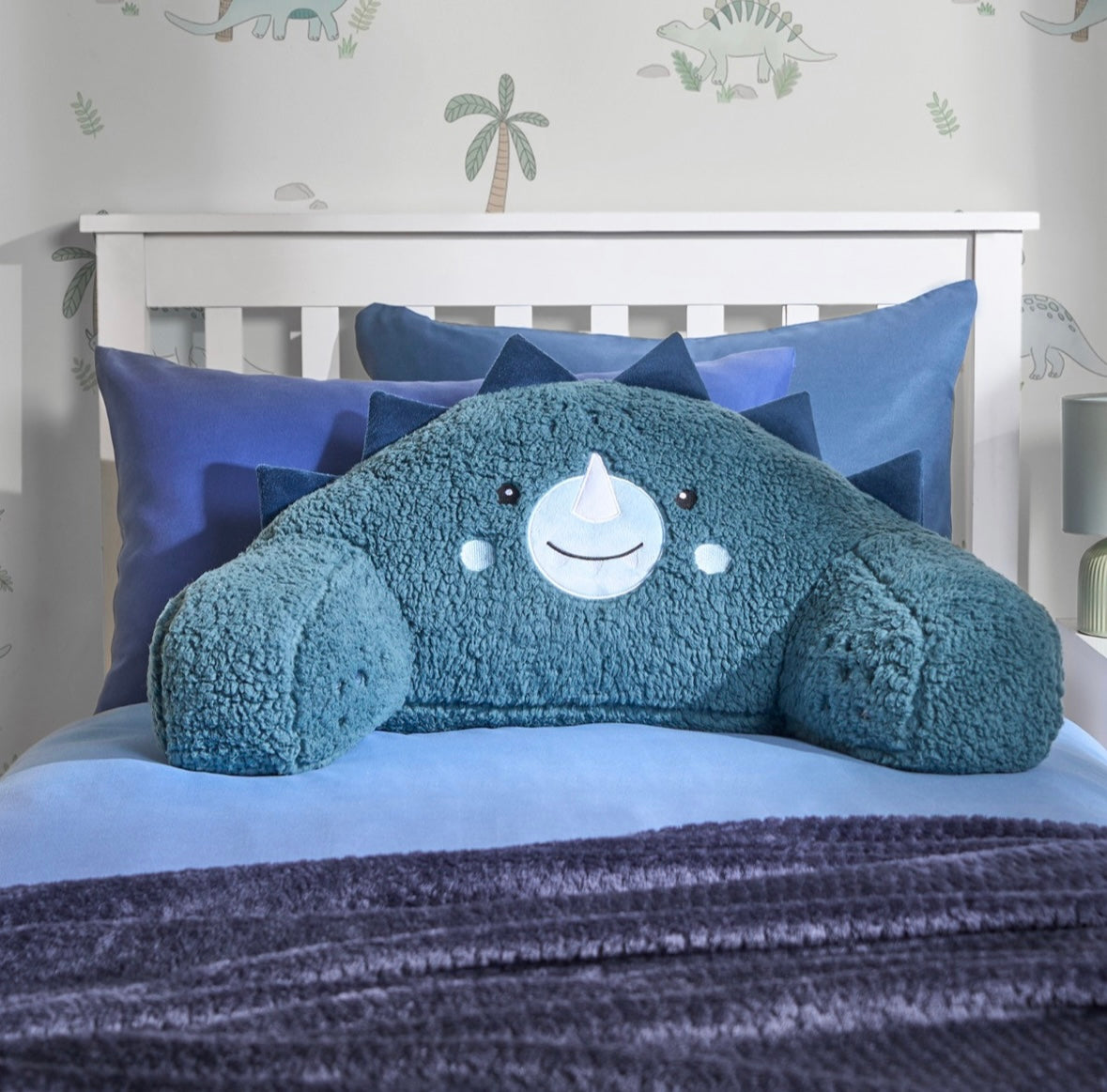 Kids Dinosaur Character Cuddle Cushion - Blue