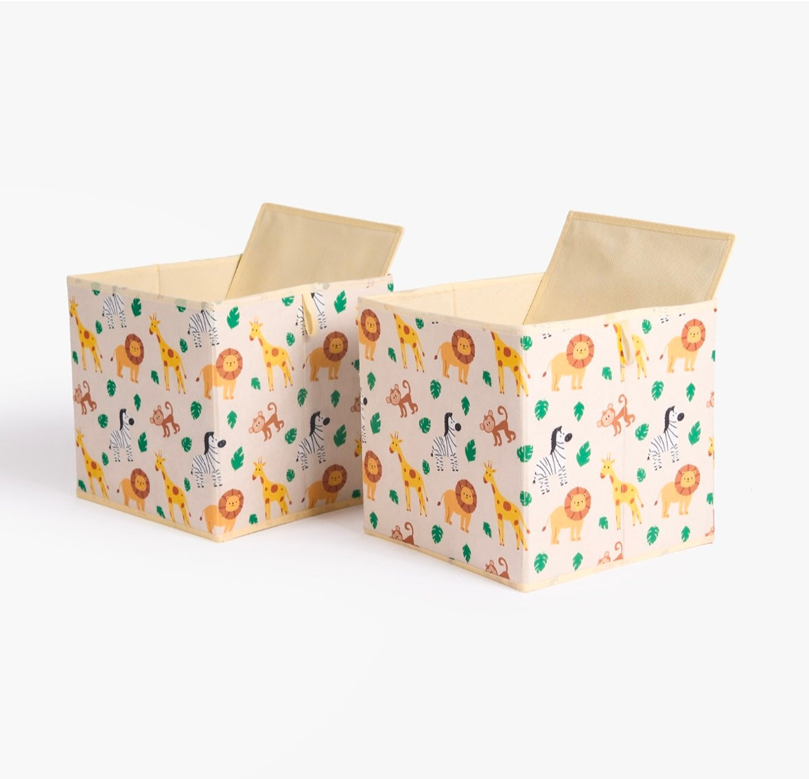 Safari Print Cube Storage Boxes, Natural - 2 Pack