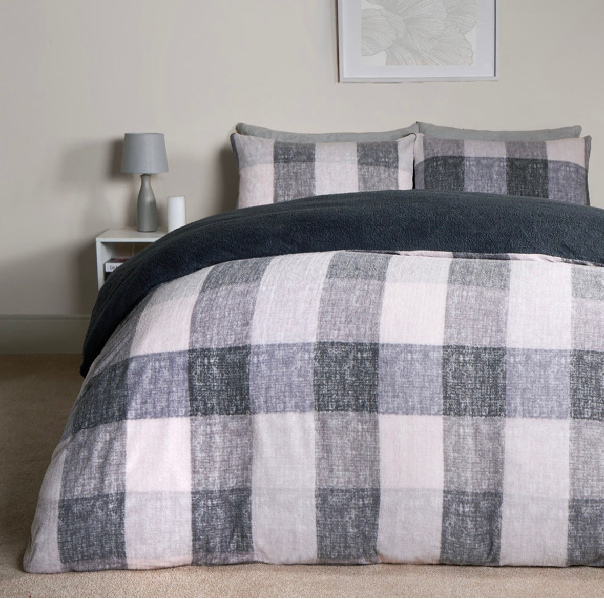 Gingham Check Teddy Duvet Set