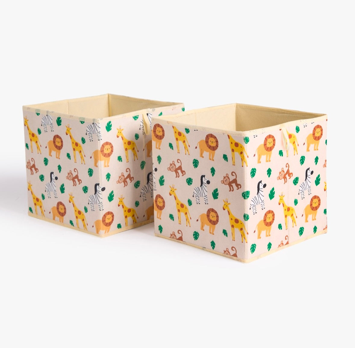 Safari Print Cube Storage Boxes, Natural - 2 Pack