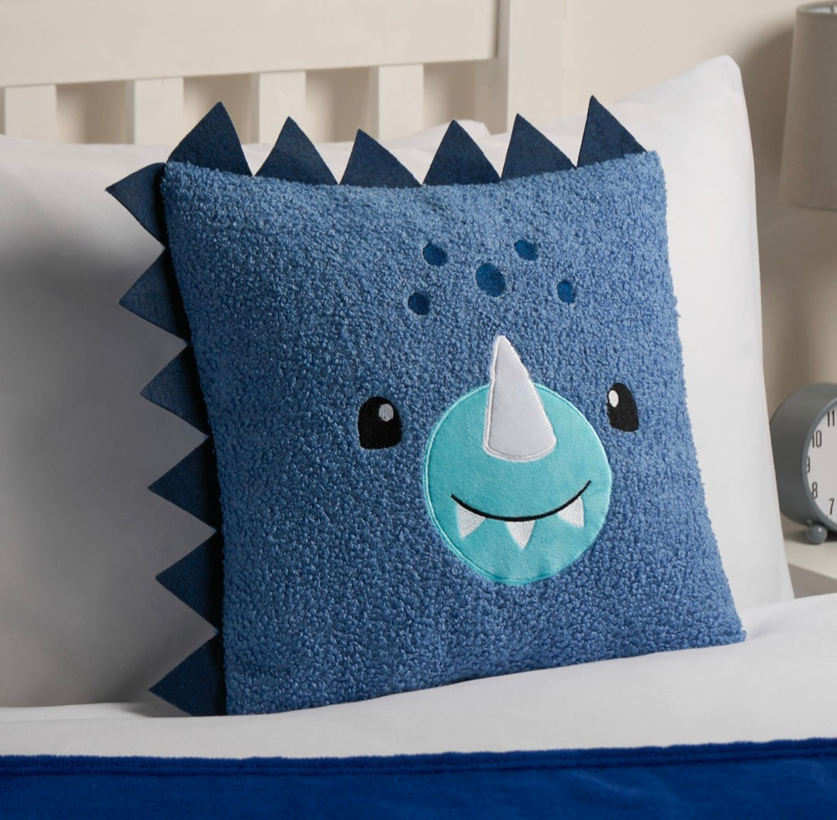 Kids Character Dinosaur Boucle Filled Cushion - Blue