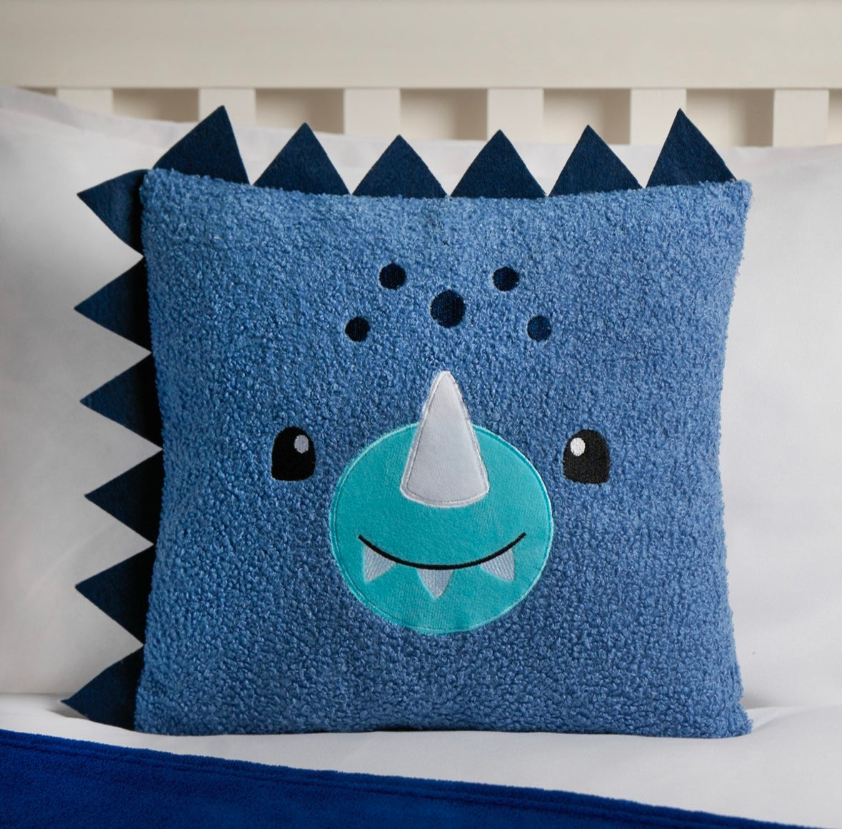 Kids Character Dinosaur Boucle Filled Cushion - Blue