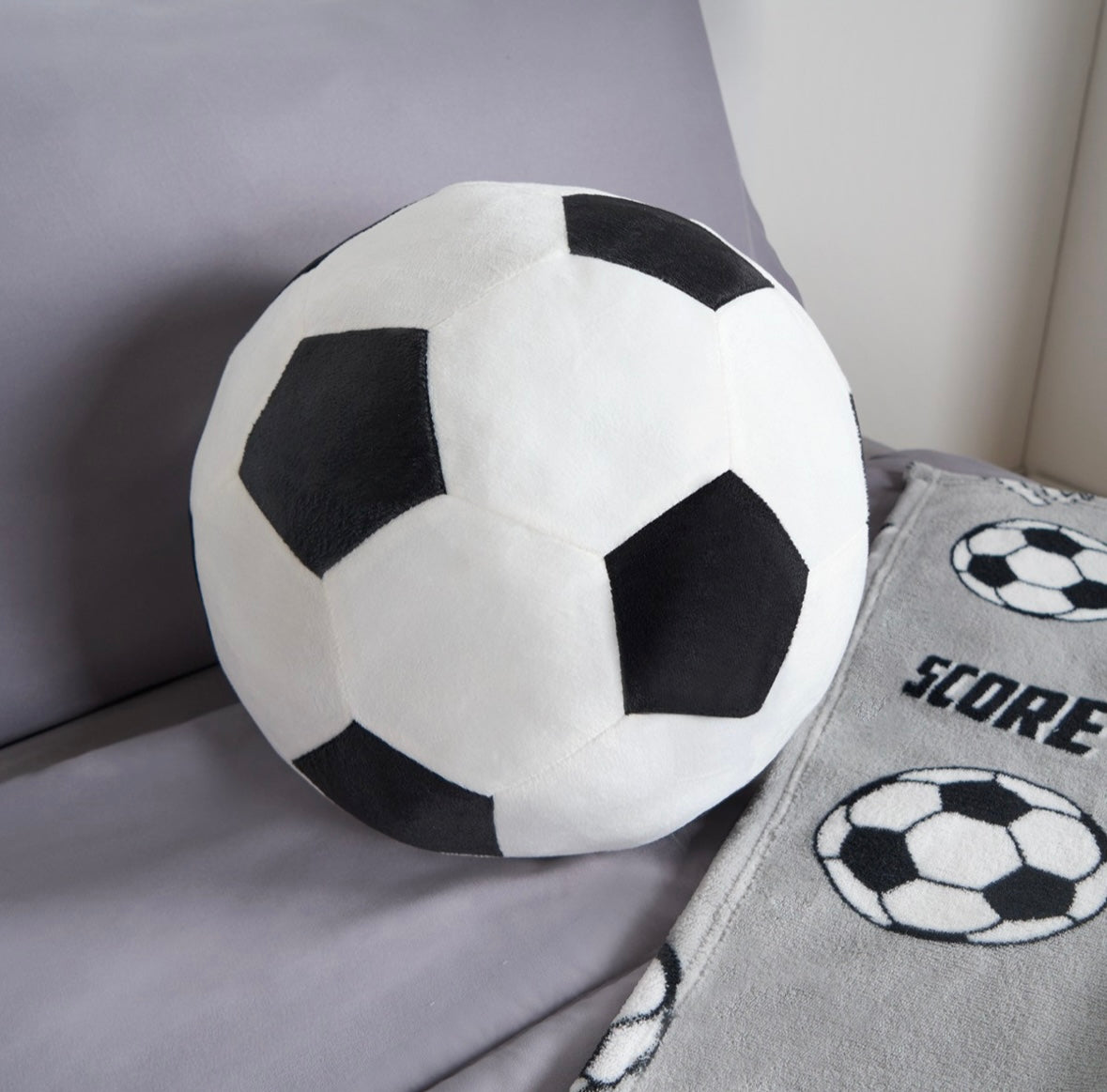 Football Shaped Scatter Cushion - Black/White