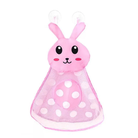 Baby Shower Bath Toys Rabbit Storage Mesh with Strong Suction Cups Net Bathroom Organizer