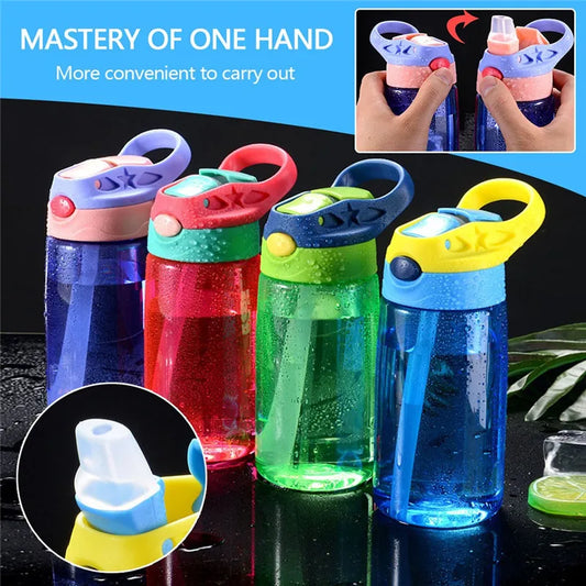 Kids Water Bottle with Straw Lid And Handle