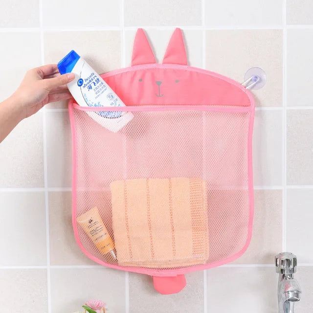 Baby Shower Bath Toys Rabbit Storage Mesh with Strong Suction Cups Net Bathroom Organizer