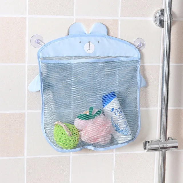 Baby Shower Bath Toys Rabbit Storage Mesh with Strong Suction Cups Net Bathroom Organizer