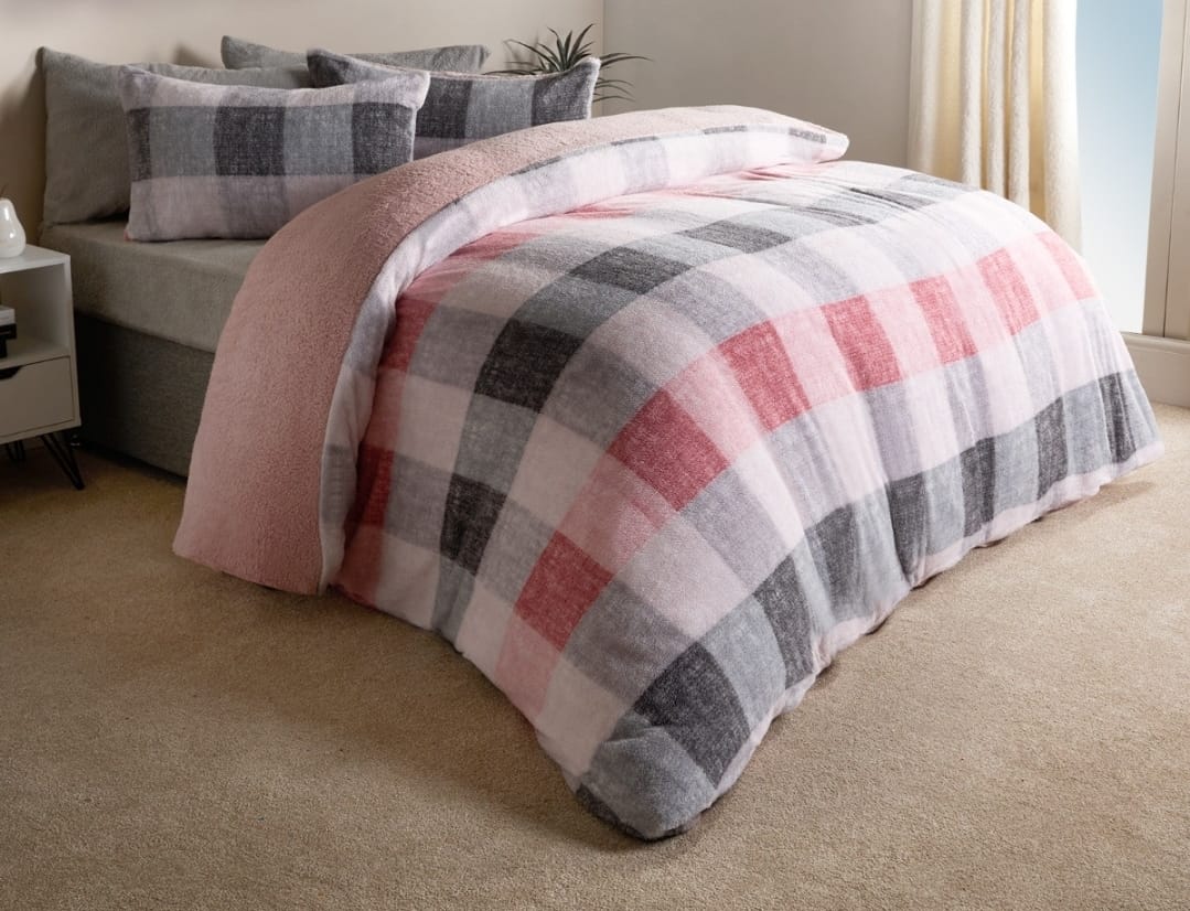 Gingham Check Teddy Duvet Set