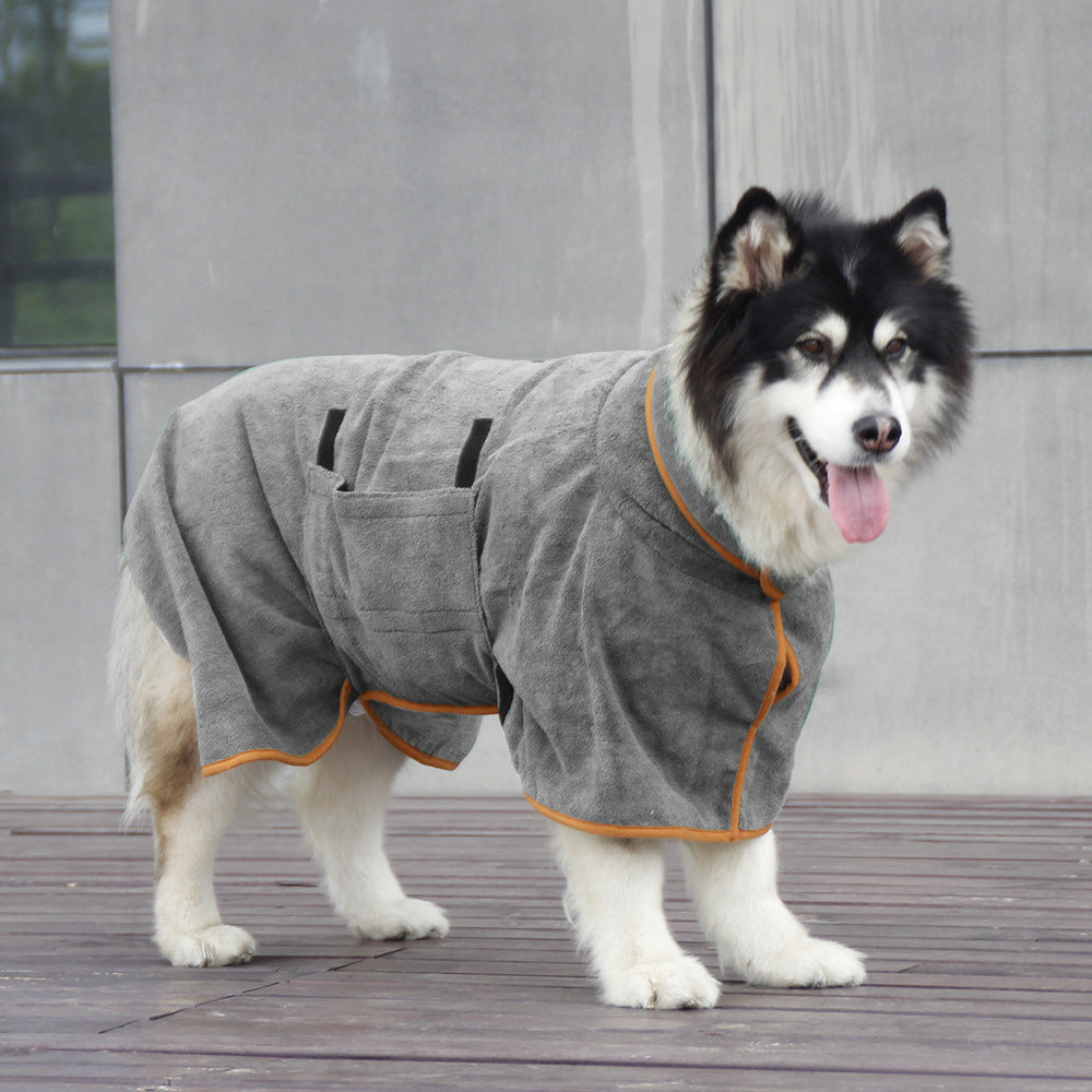 Dog Bathrobe Microfibre Towel Pet Super Absorbent Drying Coat