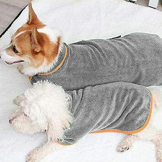 Dog Bathrobe Microfibre Towel Pet Super Absorbent Drying Coat