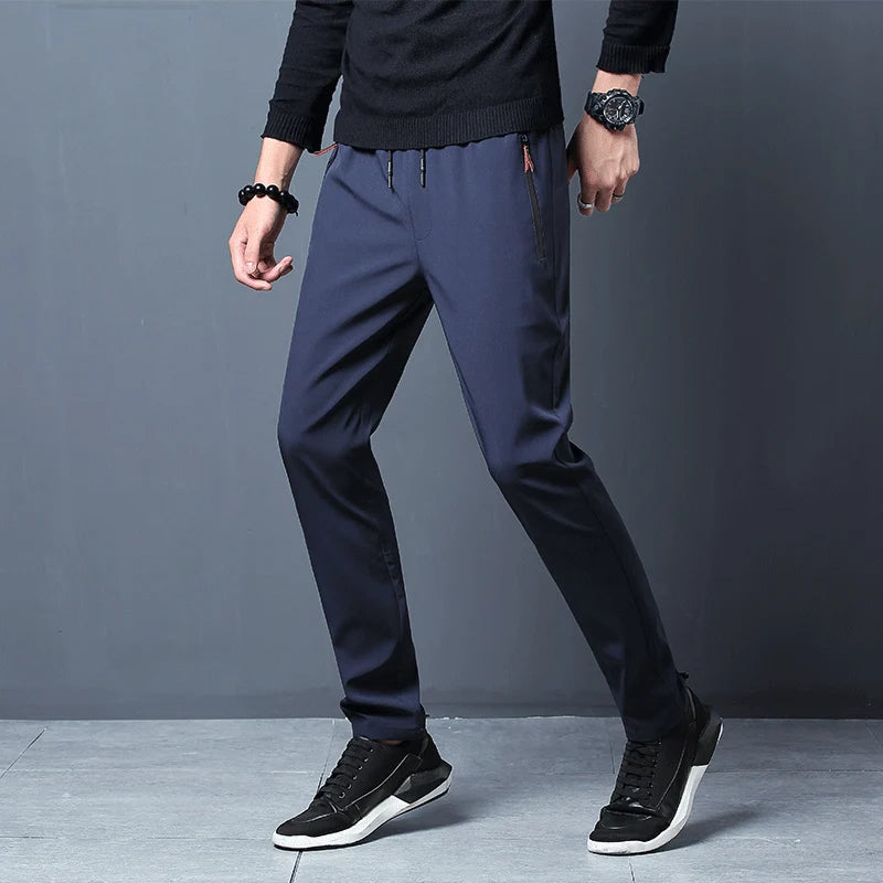 Men's Casual Pants Stretch Slim Fit Elastic Waist Jogger Korean Classic Blue Black Gray Male Brand Trousers Plus Size 4XL 5XL