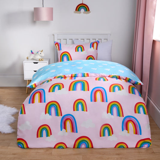 Rainbow and clouds reversible duvet set