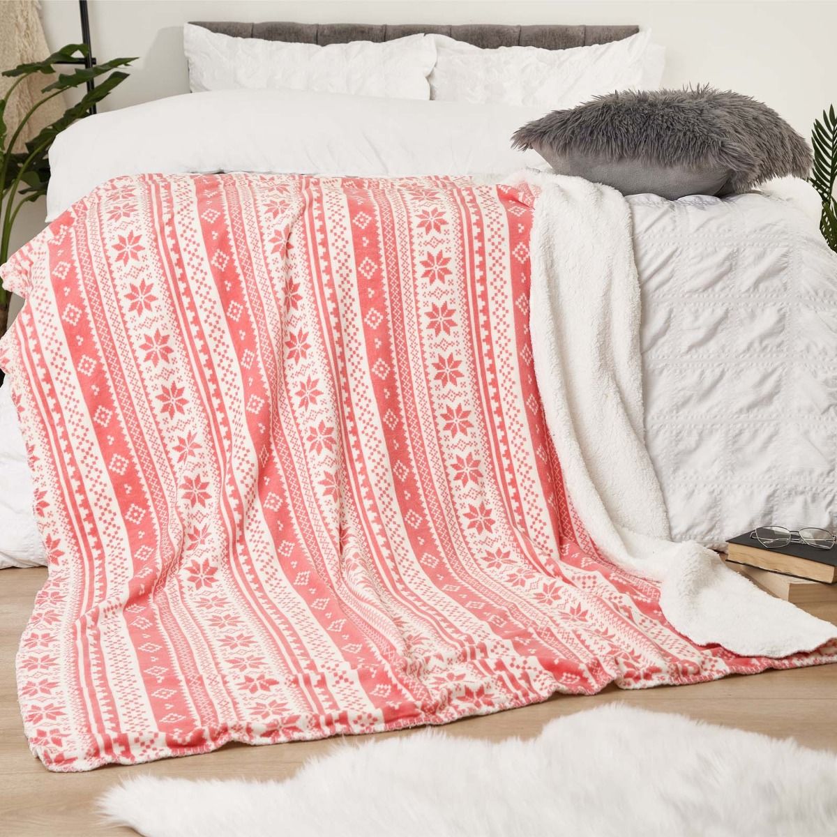 Blush Nordic Sherpa Throw