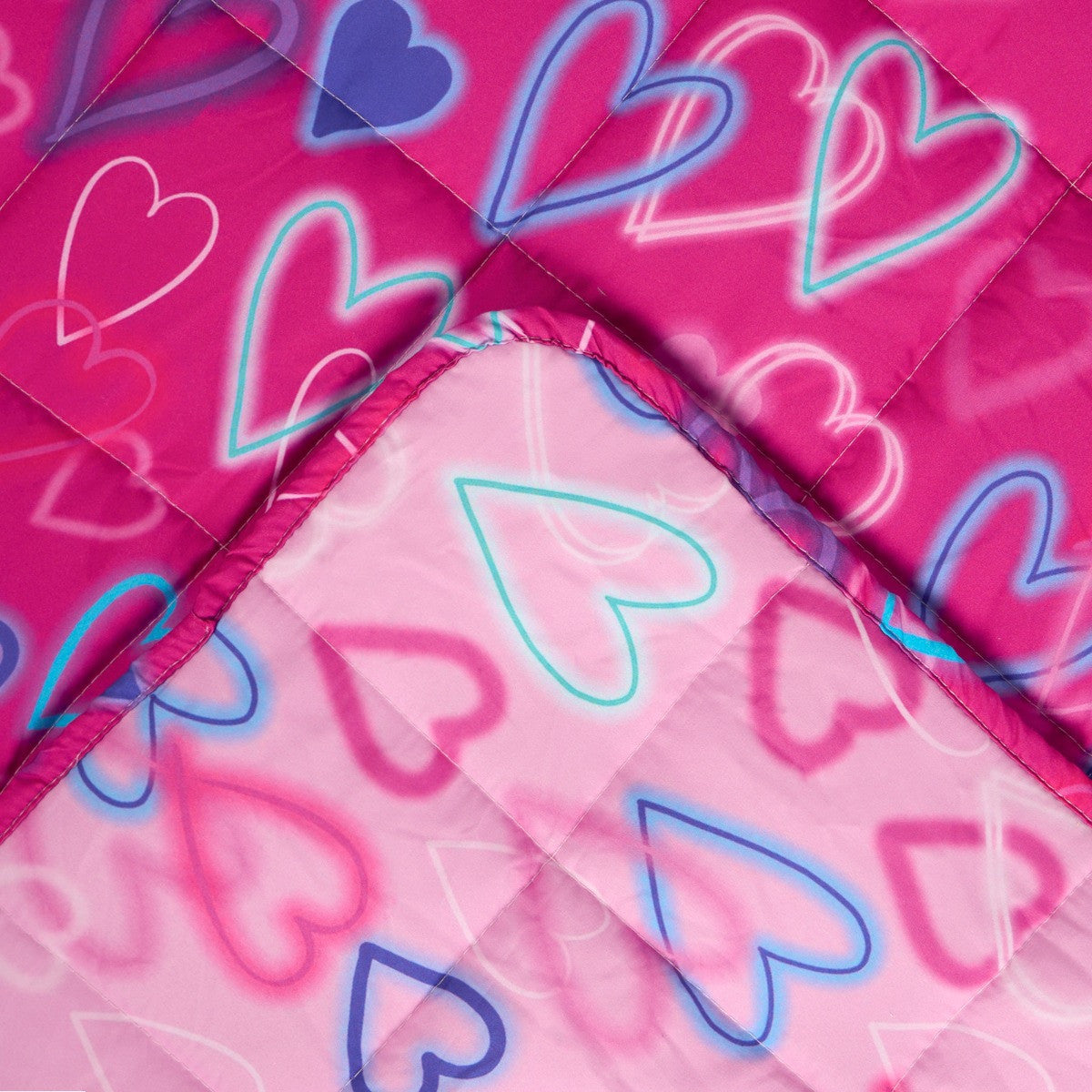 Reversible Neon Hearts Weighted Blanket