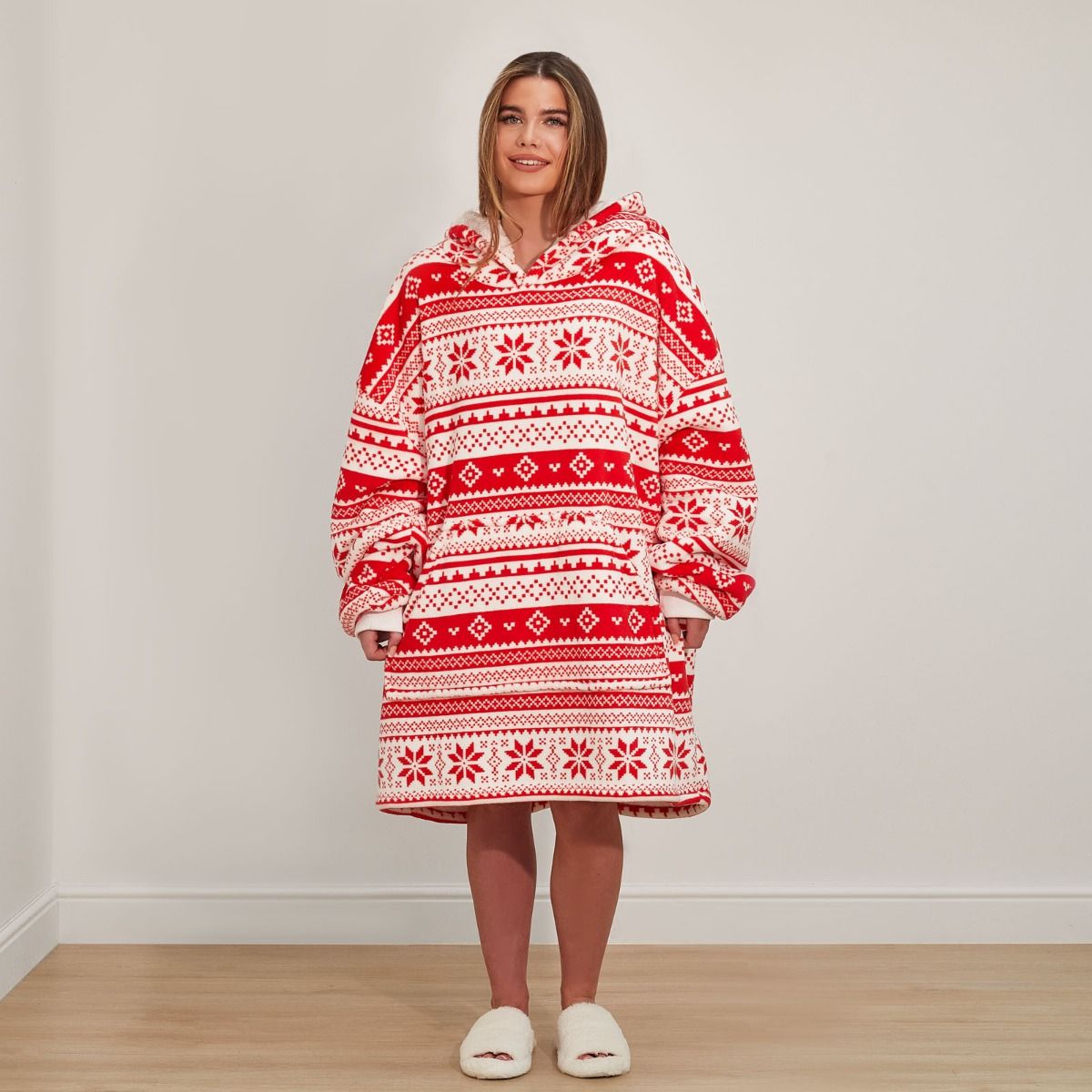 Nordic Print Adult Hoodie Blanket