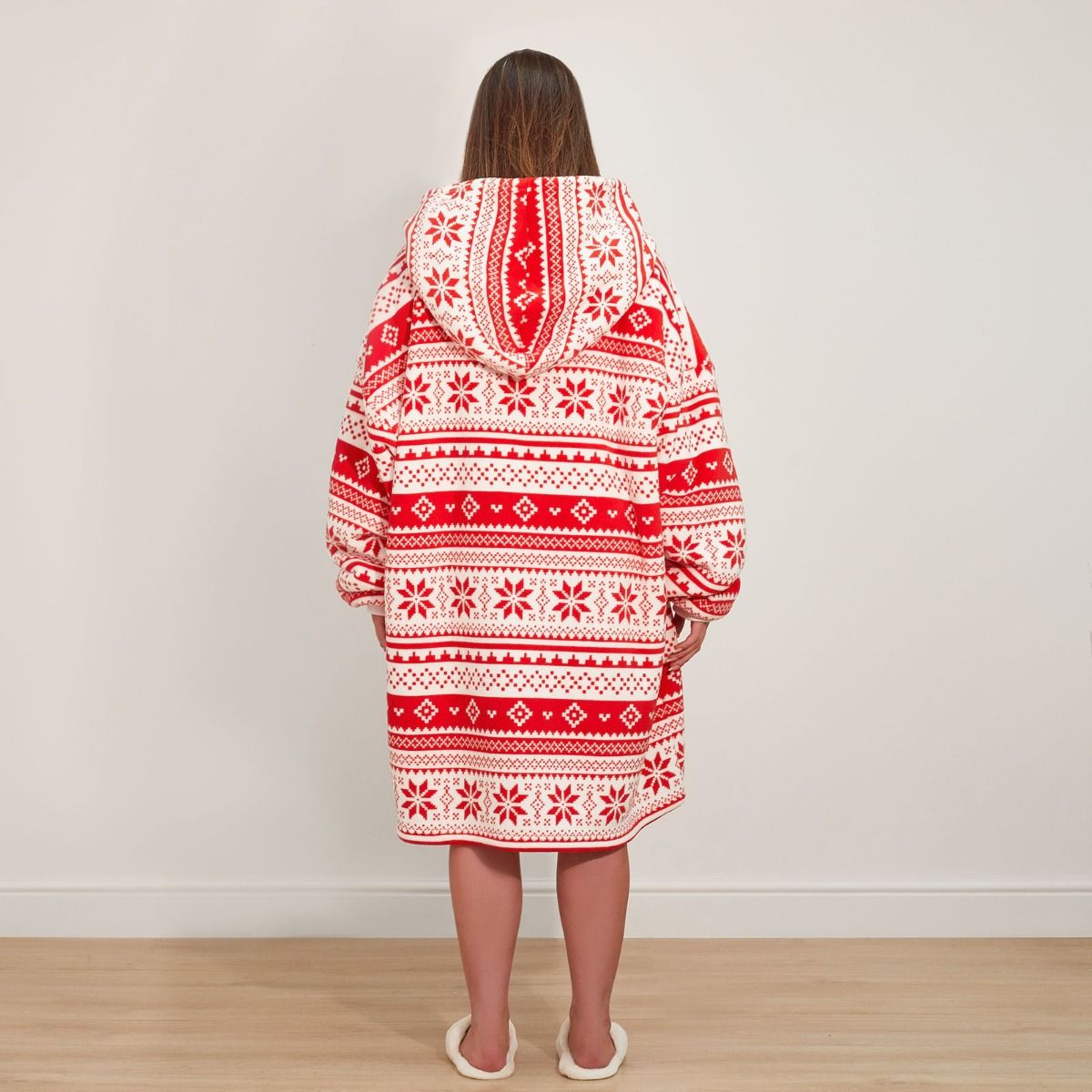 Nordic Print Adult Hoodie Blanket