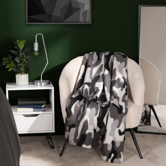 Camo Print Fleece Throw