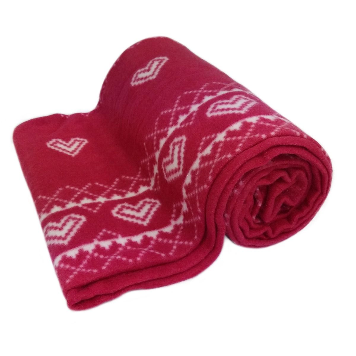 Heart Design Print Fleece Throw