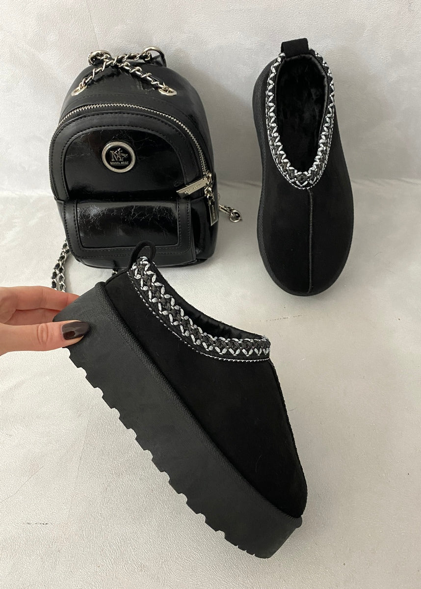 Faux Fur Lined Ankle Platform Kids Mini Boots