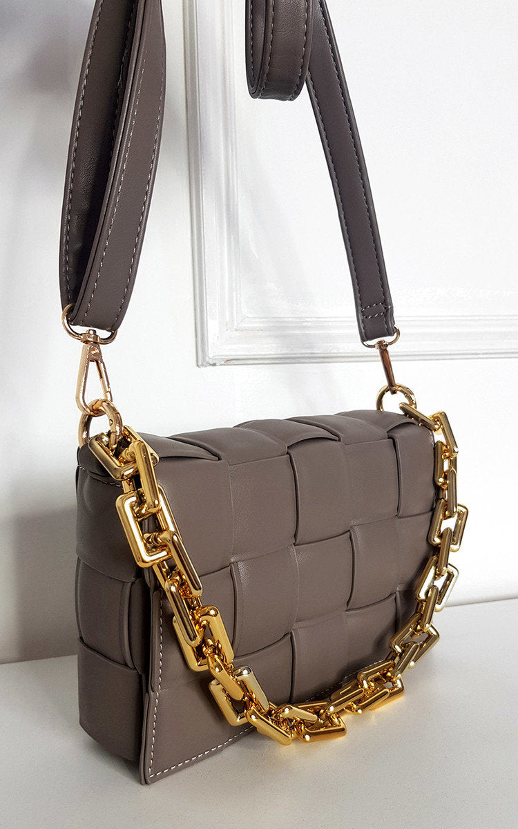 Padded Shoulder Bag with Chain Detail