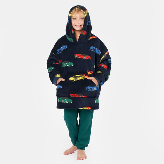 Kids Car Race Hoodie Blanket