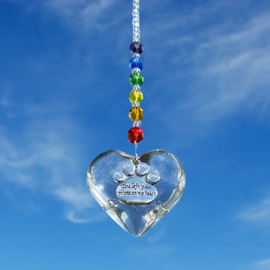 Rainbow Bridge Pet Loss Heart Sun Catcher