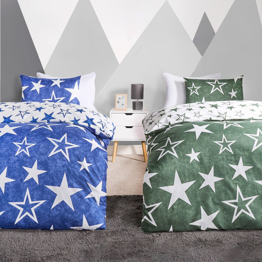 Star Print Reversible Duvet Set Twin Pack