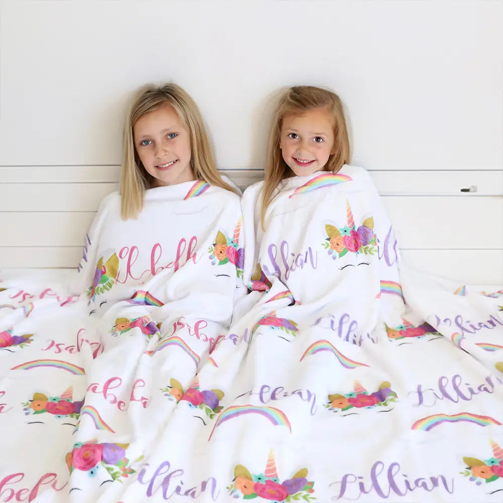 Personalized Unicorn Rainbow Name Blanket