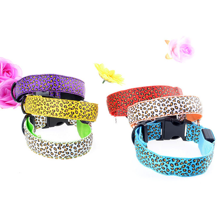 Leopard Print LED Light Up Dog Collar