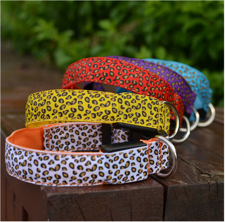 Leopard Print LED Light Up Dog Collar