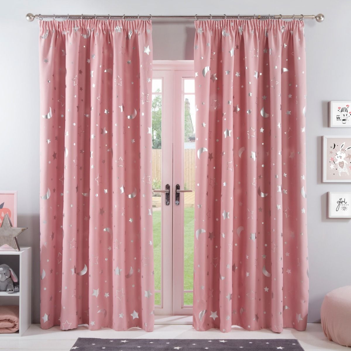 Galaxy Star Blackout Pencil Pleat Curtains