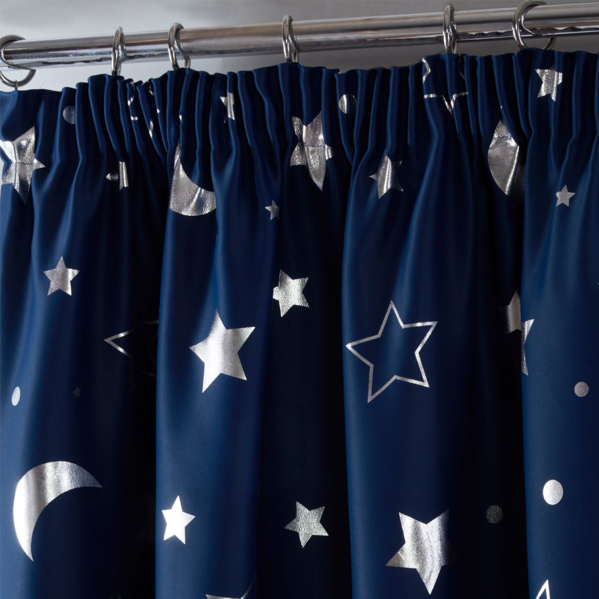 Galaxy Star Blackout Pencil Pleat Curtains